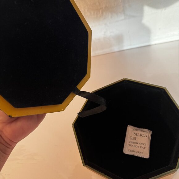 Cynthia Rowley New York Mirrored Beveled Glass Jewelry Trinket Box Golden Octago - Picture 9 of 16